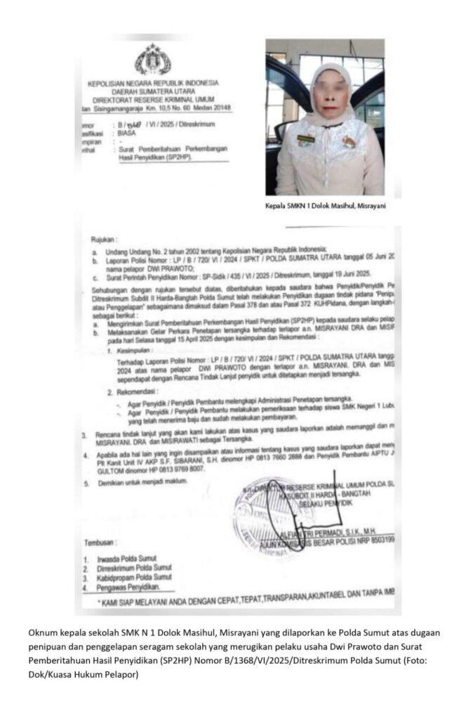 
 Kepsek SMKN 1 Dolok Masihul Jadi Tersangka: BAP di Kejaksaan, Korban Rugi Ratusan Juta!