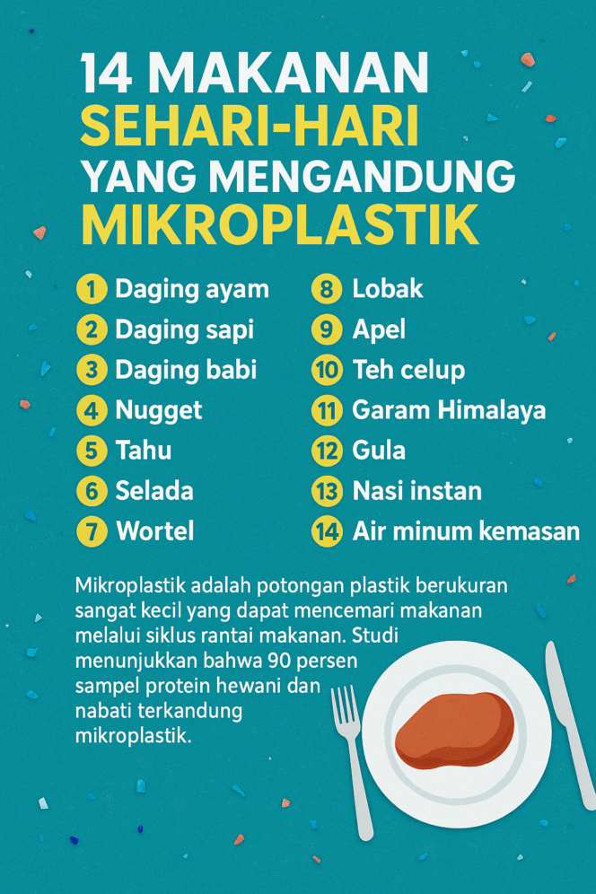 
 14 Makanan Sehari-hari Terbukti Mengandung Mikroplastik: Ancaman Tersembunyi di Piring Kita