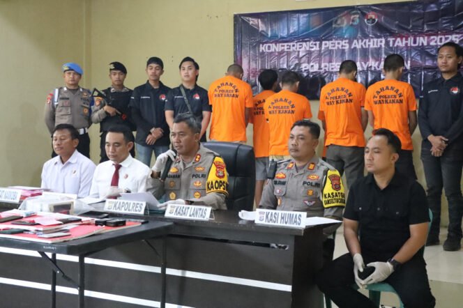 
 Rilis Akhir Tahun Polres Way Kanan 2025, Kasus Narkoba Naik, Kriminalitas dan Laka Lantas Turun